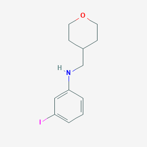 molecular formula C12H16INO B13282116 3-iodo-N-(oxan-4-ylmethyl)aniline 