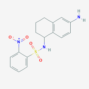 molecular formula C16H17N3O4S B13282189 N-(6-Amino-1,2,3,4-tetrahydronaphthalen-1-yl)-2-nitrobenzene-1-sulfonamide 
