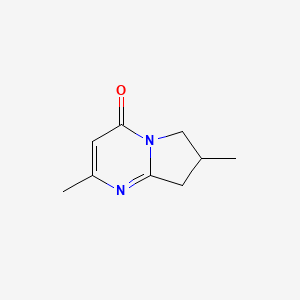 molecular formula C9H12N2O B13282313 2,7-Dimethyl-4H,6H,7H,8H-pyrrolo[1,2-a]pyrimidin-4-one 
