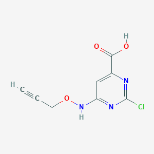 molecular formula C8H6ClN3O3 B13282321 2-Chloro-6-[(prop-2-yn-1-yloxy)amino]pyrimidine-4-carboxylic acid 