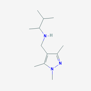 molecular formula C12H23N3 B13282366 (3-Methylbutan-2-yl)[(trimethyl-1H-pyrazol-4-yl)methyl]amine 