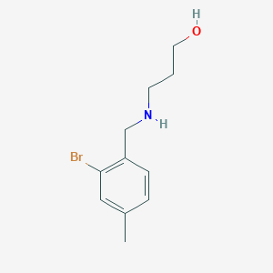 molecular formula C11H16BrNO B13282387 3-{[(2-Bromo-4-methylphenyl)methyl]amino}propan-1-ol 