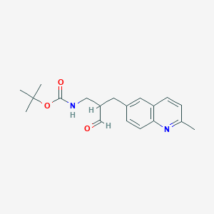 molecular formula C19H24N2O3 B13282393 tert-Butyl N-{2-[(2-methylquinolin-6-yl)methyl]-3-oxopropyl}carbamate 