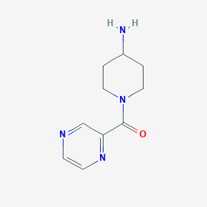 molecular formula C10H14N4O B13282406 1-(Pyrazine-2-carbonyl)piperidin-4-amine 