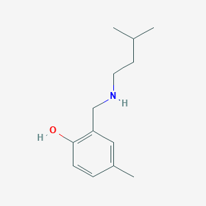 molecular formula C13H21NO B13282414 4-Methyl-2-{[(3-methylbutyl)amino]methyl}phenol 