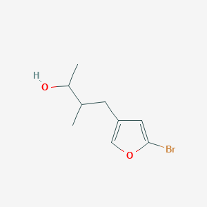 molecular formula C9H13BrO2 B13282491 4-(5-Bromofuran-3-yl)-3-methylbutan-2-ol 