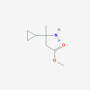 molecular formula C8H15NO2 B13282555 Methyl 3-amino-3-cyclopropylbutanoate 