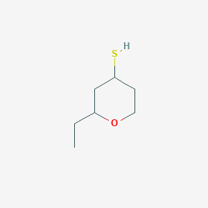 molecular formula C7H14OS B13282667 2-Ethyloxane-4-thiol 