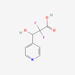 molecular formula C8H7F2NO3 B13282687 2,2-Difluoro-3-hydroxy-3-(pyridin-4-YL)propanoic acid 