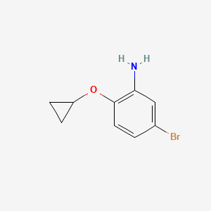 molecular formula C9H10BrNO B13282728 5-Bromo-2-cyclopropoxyaniline 