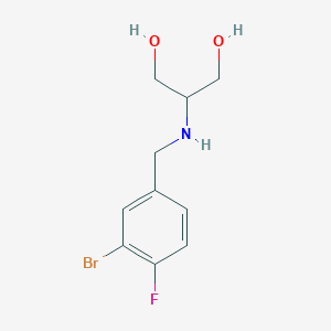 molecular formula C10H13BrFNO2 B13282792 2-{[(3-Bromo-4-fluorophenyl)methyl]amino}propane-1,3-diol 