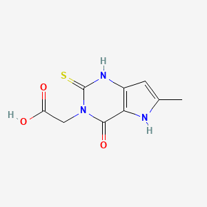 molecular formula C9H9N3O3S B13282799 2-{6-methyl-4-oxo-2-sulfanyl-3H,4H,5H-pyrrolo[3,2-d]pyrimidin-3-yl}acetic acid 