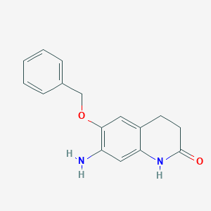 molecular formula C16H16N2O2 B13282919 7-Amino-6-(benzyloxy)-1,2,3,4-tetrahydroquinolin-2-one 