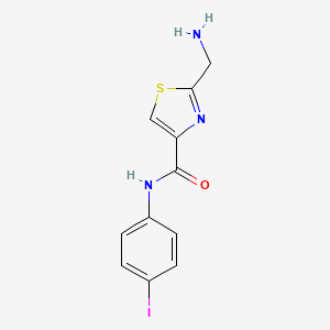 molecular formula C11H10IN3OS B13282923 2-(aminomethyl)-N-(4-iodophenyl)-1,3-thiazole-4-carboxamide 