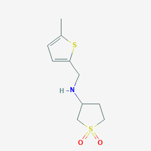 molecular formula C10H15NO2S2 B13282925 3-(((5-Methylthiophen-2-yl)methyl)amino)tetrahydrothiophene 1,1-dioxide 