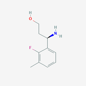 molecular formula C10H14FNO B13282932 (3R)-3-Amino-3-(2-fluoro-3-methylphenyl)propan-1-OL 