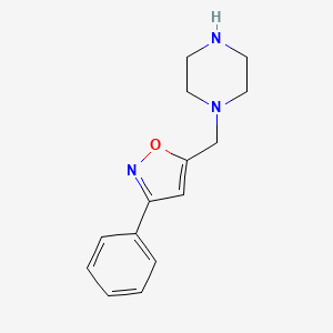 molecular formula C14H17N3O B13282934 1-[(3-Phenyl-1,2-oxazol-5-YL)methyl]piperazine 