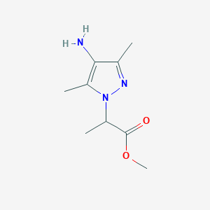 molecular formula C9H15N3O2 B13282949 methyl 2-(4-amino-3,5-dimethyl-1H-pyrazol-1-yl)propanoate 