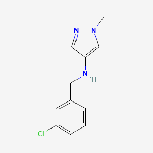 molecular formula C11H12ClN3 B13282988 N-[(3-Chlorophenyl)methyl]-1-methyl-1H-pyrazol-4-amine 