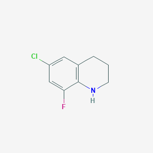 molecular formula C9H9ClFN B13282994 6-Chloro-8-fluoro-1,2,3,4-tetrahydroquinoline 