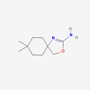 molecular formula C10H18N2O B13282997 8,8-Dimethyl-3-oxa-1-azaspiro[4.5]dec-1-en-2-amine 