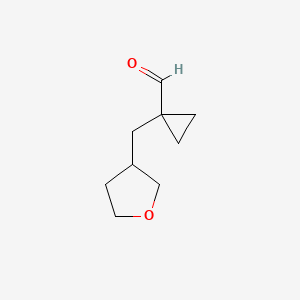 molecular formula C9H14O2 B13283026 1-(Oxolan-3-ylmethyl)cyclopropane-1-carbaldehyde 