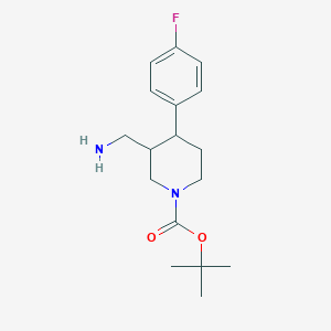 molecular formula C17H25FN2O2 B13283043 tert-Butyl 3-(aminomethyl)-4-(4-fluorophenyl)piperidine-1-carboxylate 