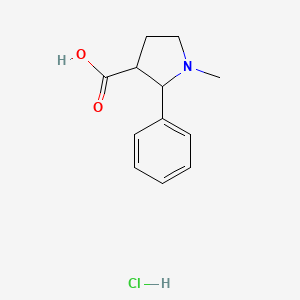 molecular formula C12H16ClNO2 B13283062 1-Methyl-2-phenylpyrrolidine-3-carboxylic acid hydrochloride 