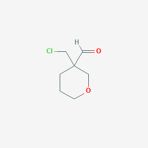molecular formula C7H11ClO2 B13283094 3-(Chloromethyl)oxane-3-carbaldehyde 