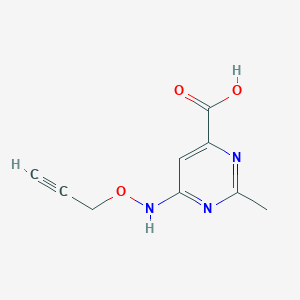 molecular formula C9H9N3O3 B13283120 2-Methyl-6-[(prop-2-yn-1-yloxy)amino]pyrimidine-4-carboxylic acid 