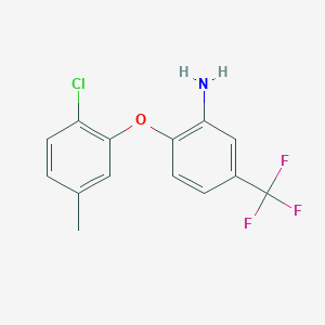 molecular formula C14H11ClF3NO B1328322 2-(2-Chloro-5-methylphenoxy)-5-(trifluoromethyl)aniline CAS No. 946715-39-5