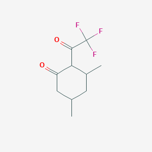 molecular formula C10H13F3O2 B13283298 3,5-Dimethyl-2-(trifluoroacetyl)cyclohexan-1-one 