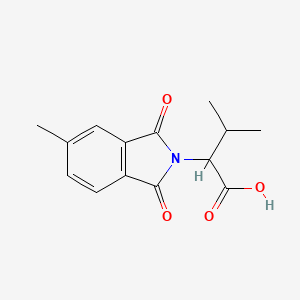 molecular formula C14H15NO4 B13283338 3-Methyl-2-(5-methyl-1,3-dioxo-1,3-dihydro-isoindol-2-yl)-butyric acid 