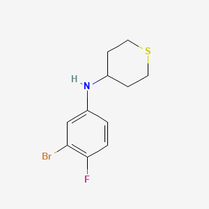 molecular formula C11H13BrFNS B13283377 N-(3-Bromo-4-fluorophenyl)thian-4-amine 