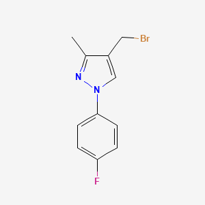 molecular formula C11H10BrFN2 B13283396 4-(Bromomethyl)-1-(4-fluorophenyl)-3-methyl-1H-pyrazole 