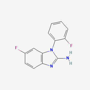 molecular formula C13H9F2N3 B13283441 6-Fluoro-1-(2-fluorophenyl)-1H-1,3-benzodiazol-2-amine 
