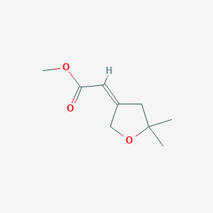 molecular formula C9H14O3 B13283494 Methyl2-(5,5-dimethyloxolan-3-ylidene)acetate 