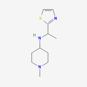 molecular formula C11H19N3S B13283643 1-methyl-N-[1-(1,3-thiazol-2-yl)ethyl]piperidin-4-amine 