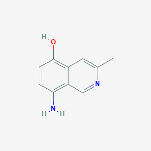 molecular formula C10H10N2O B13283692 8-Amino-3-methylisoquinolin-5-ol 