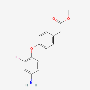molecular formula C15H14FNO3 B1328373 Methyl 2-[4-(4-amino-2-fluorophenoxy)phenyl]-acetate CAS No. 875702-44-6