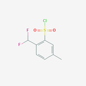 molecular formula C8H7ClF2O2S B13283805 2-(Difluoromethyl)-5-methylbenzene-1-sulfonyl chloride 