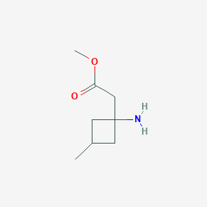 molecular formula C8H15NO2 B13283928 Methyl 2-(1-amino-3-methylcyclobutyl)acetate 