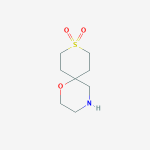 molecular formula C8H15NO3S B13283934 1-Oxa-9lambda6-thia-4-azaspiro[5.5]undecane-9,9-dione 