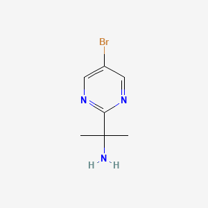 molecular formula C7H10BrN3 B13283951 2-(5-Bromopyrimidin-2-yl)propan-2-amine 