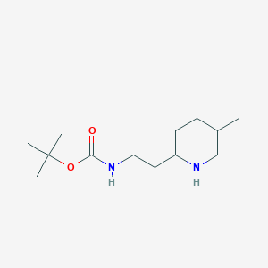 molecular formula C14H28N2O2 B13283989 tert-Butyl N-[2-(5-ethylpiperidin-2-yl)ethyl]carbamate 