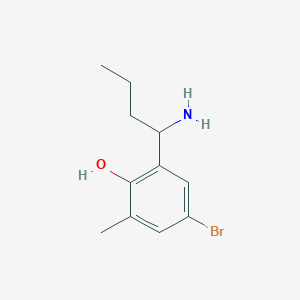 molecular formula C11H16BrNO B13283999 2-(1-Aminobutyl)-4-bromo-6-methylphenol 