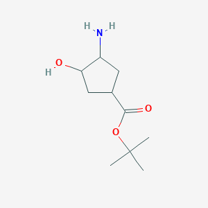 molecular formula C10H19NO3 B13284013 tert-Butyl 3-amino-4-hydroxycyclopentane-1-carboxylate 
