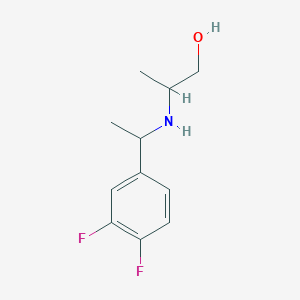 molecular formula C11H15F2NO B13284025 2-{[1-(3,4-Difluorophenyl)ethyl]amino}propan-1-ol 