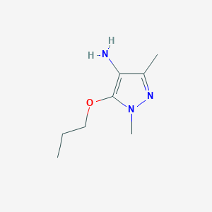 molecular formula C8H15N3O B13284141 1,3-Dimethyl-5-propoxy-1H-pyrazol-4-amine 