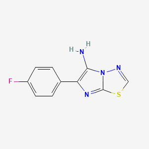 molecular formula C10H7FN4S B13284143 6-(4-Fluorophenyl)imidazo[2,1-b][1,3,4]thiadiazol-5-amine 